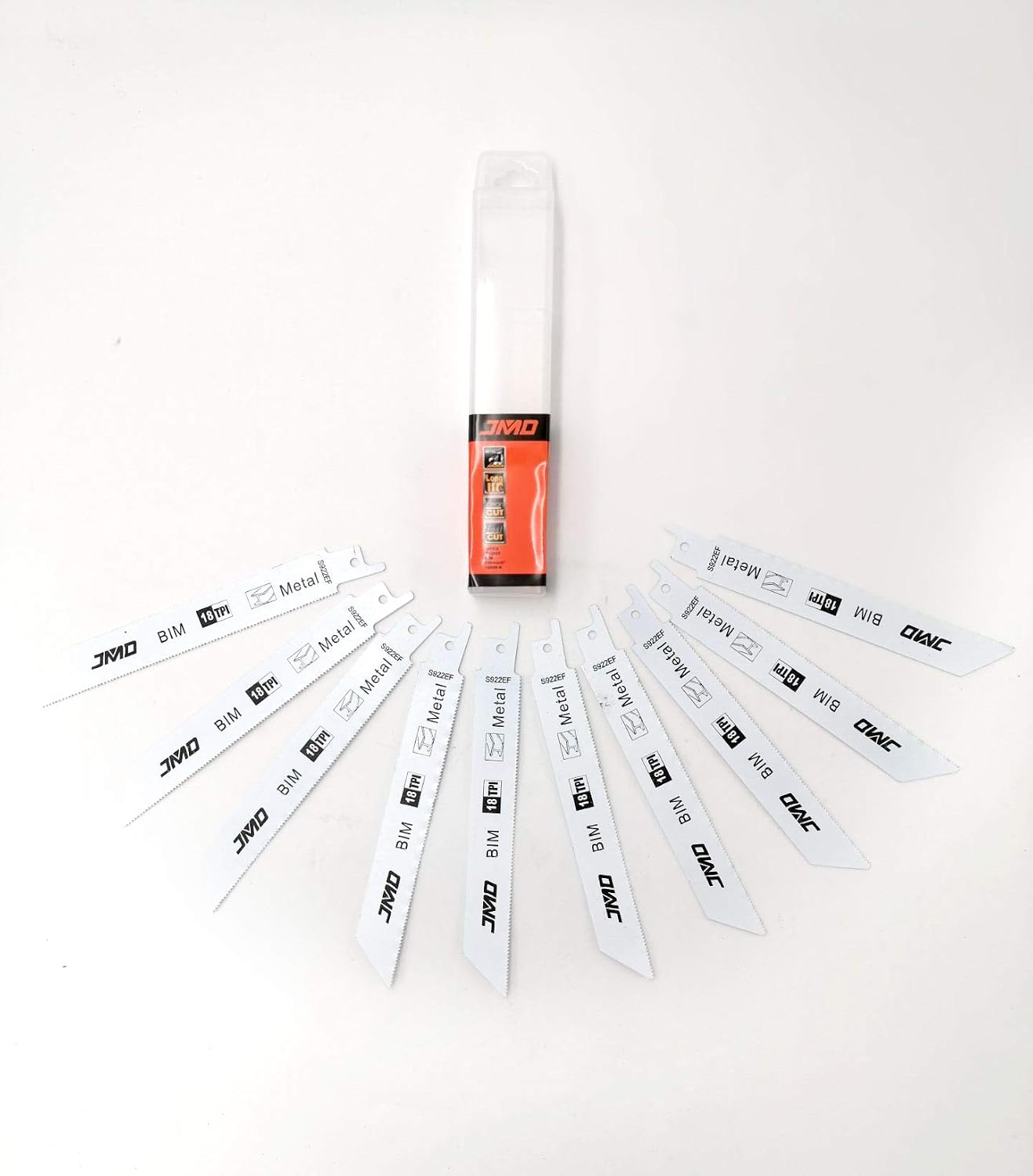 JMD 10-Piece S922EF Reciprocating Saw Blades Metal 18TPI Reciprocating Saw Blade Set for Cutting Metal 150mm BIM Sabre Saw Blades Compatible with Bosch Dewalt Makita etc