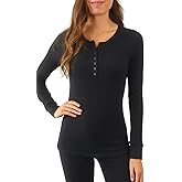 Pure Look Women's Long Sleeve Waffle Knit Stretch Cotton Thermal Underwear Shirt