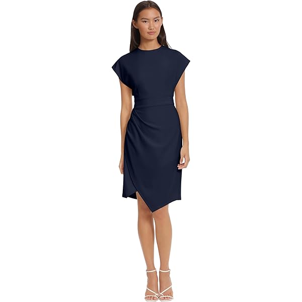 Donna Morgan Women's Long Sleeve Mock Neck Gathered Mini Dress