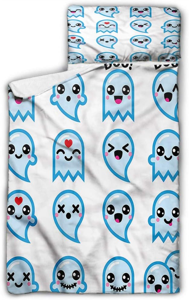 Kawaii Child Nap Mat Ghost Emoji Collection Love Soft Microfiber for Preschool 50X20 INCH