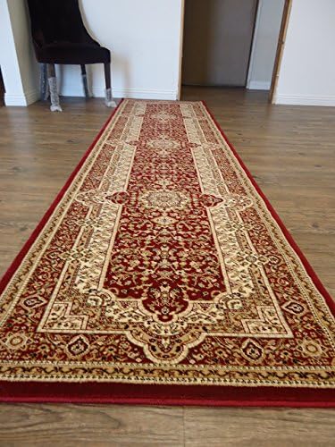 Persian Style , Contemporary Burgundy Living Room and Hallway Runners In 2'8" ft. x 10' ft.
