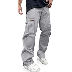 PLEPAN Men's Casual Cargo Pants Drawstring Hiking