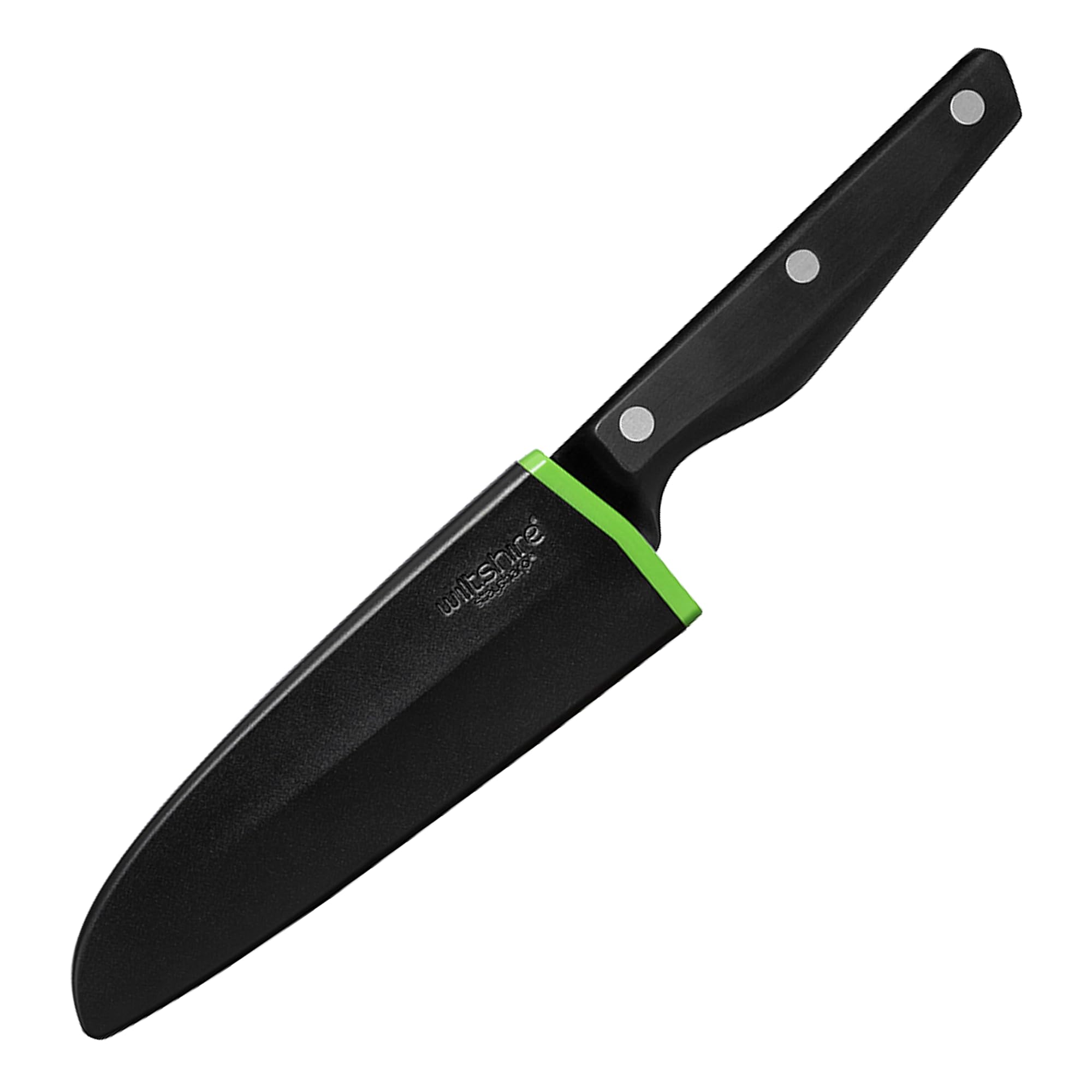 Wiltshire Staysharp Triple Rivet Multi-Purpose Utility Knife 15cm, Stainless Steel Sharp Blade for Chopping Cutting and Slicing, Built-in Sharpener, Slim Scabbard, Ergonomic Triple Rivet Handle