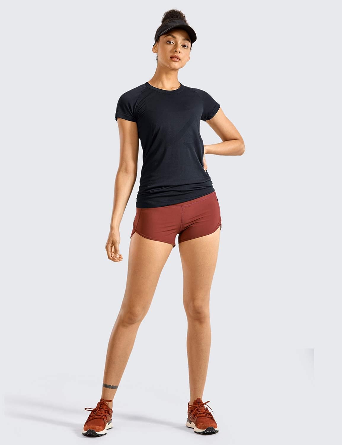 CRZ YOGA Seamless Workout Shirts for Women Short Sleeve Plain Tees Quick Dry Gym Athletic Tops: Clothing