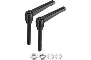uxcell 2pcs Lever Adjustable Handles M8 x 50mm Metric Male Thread with Nuts Washers, Level Clamping Handle Set Hand Stud Knobs Rotating Screw Handles Bolts with Locking Lever, Black