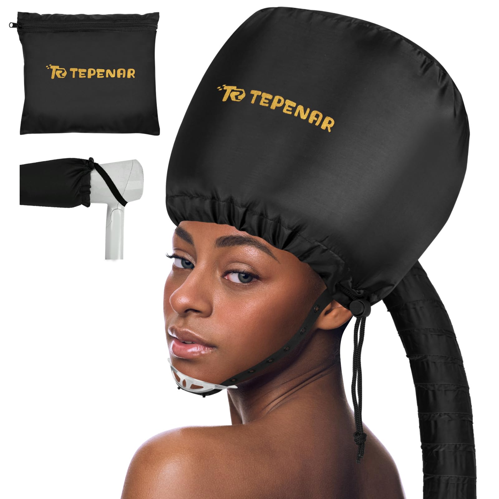 Photo 1 of TEPENAR Bonnet Hair Dryer Attachment, Large - Black, Upgraded Soft Adjustable for Hand Held Hair Dryer, Fast Drying, Ideal for Natural Curly Textured Hair Care and Speeds Up Drying Time at Home