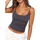 REORIA Women's Sexy Scoop Neck Tank Top Summer Sleeveless Cute Y2K Cami Tops Basic Going Out Crop Shirt