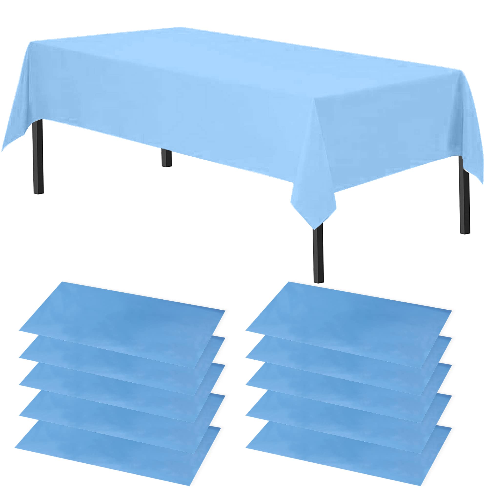 Time to Sparkle 10 Pack Plastic Tablecloths 54" x 108" Plastic Dining Table Cloth Premium Rectangle Table Cover for Parties Wedding Banquet etc Indoor Or Outdoor(Blue) — image 1