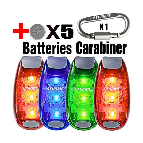 STURME-LED-Safety-Light-4-pack-5-FREE-Bonuses-battery-Clip-On-StrobeRunning-Lights-for-Runner-Bike-Dogs-Walking-Jogging-The-best-accessories-for-your-reflective-gear-Bicycle-cycling