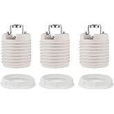 Keyless Porcelain Threaded Socket with Hickey,TWDRTDD Medium Base E26 Threaded Keyless Porcelain Lampholder (Pack of 3)