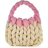 Wabilu Women Handwoven Top-handle Bag Chunky Yarn Knitted Braided Tote Handbag Finger Crochet Wristlet Purse For Travel Daily