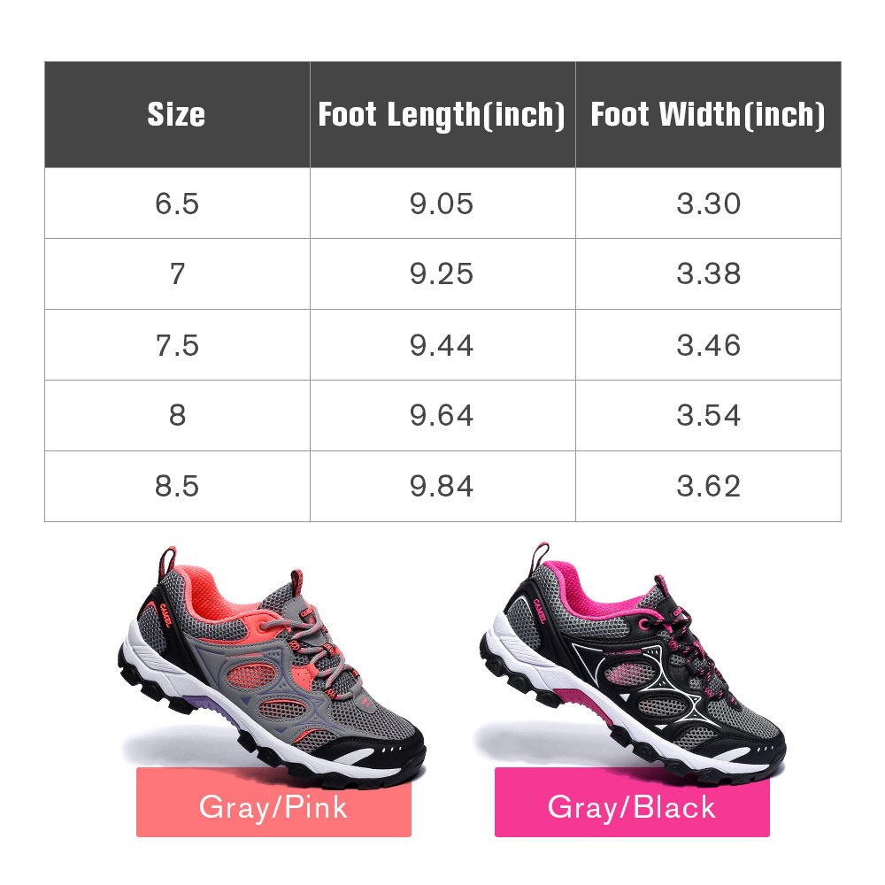 Camel Men/Women Hiking Shoes Lightweight Non-Slip Mesh Boots Trail Running Sneaker 8US 39 Grey/Pink