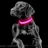 YFbrite Light Up Dog Collar Pink Medium Rechargeable LED Reflective Safety view 9