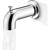 Sperwoesy Slip-On Tub Spout with Diverter Long for Bathtub Spout, Fit for 1/2 Inch Slip Pipe, Chrome