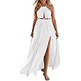 BTFBM Women Halter Summer Dresses 2025 Sleeveless Cutout Backless Slit Boho Party Cocktail Casual Maxi Beach Sun Dress