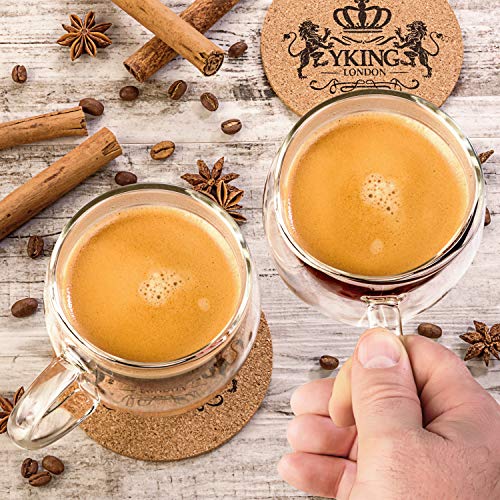 Double Walled Glasses Set of 2 Cups 7 oz- Glass Coffee Cups- Coffee Glass Cups 200ml- Double Wall Tea Mugs- Glass Mugs with Handle- Double Insulated Coffee Mug- Double Wall Coffee Glass Cups- Tea Cups - Thumbnail 6