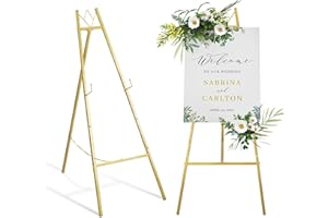 GRENTY Gold Easel Stand for Wedding Sign,Stable&Tough Metal Display Stand for Painting,Baby Showers, Birthday Parties, Coffee Shops, and Meetings