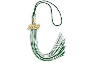 Endea Graduation Mixed Double Color Tassel with Gold Date Drop (Green/White, 2022)