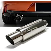 HDQQ 2.5" Exhaust Muffler, 4" Outlet Universal Straight Through Resonator | 18.5" Stainless Steel Glasspack Muffler for Cars, Trucks, SUVs &amp; Muscle Cars,Pack of 1