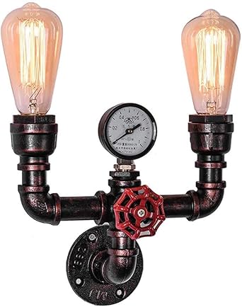 Rustic Metal Wall Light Vintage Steampunk Wall Light Fixture For Bathroom Hallway Basement Bar Restaurant Industrial Wall Sconce Retro Water Pipe Wall Lamp Bronze 2 Lights Amazon Co Uk Lighting