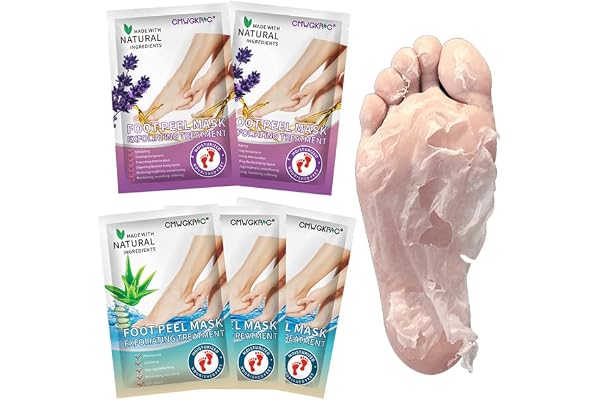 5 Pack Foot Peeling Mask,Exfoliator Peel Off Calluses Dead Skin Callus Remover,Foot Mask for Dry Cracked Feet,Foot Peel Masks for Men and Women,Feet Peeling Mask,Spa Gifts for Women,Self Care Gifts