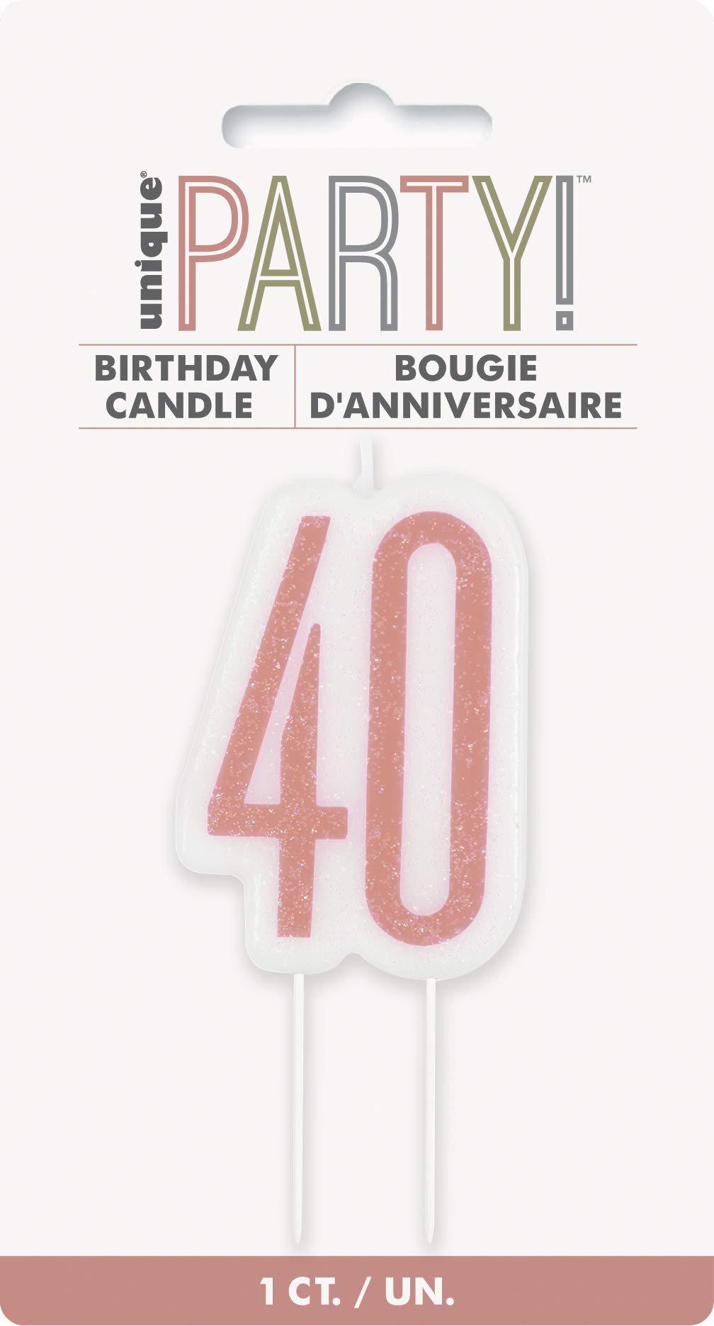Unique Party 84985 Number Birthday Candle | Rosegold | 1 Pc, Rose Gold, Age 40