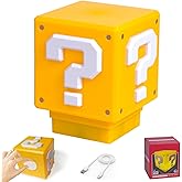 TNOKDY Super Bros Mini Night Light Question Block Toys Night Light for Kids Square Brick USB ith Game Sound Effects Lamp for Desktop as Gifts for Kids Lamps for Bedrooms Boys