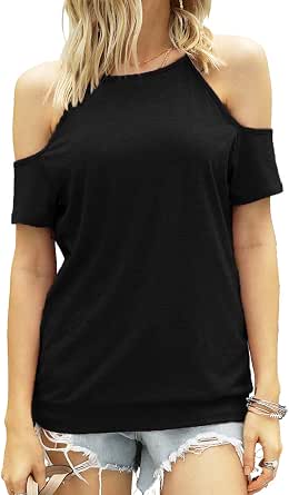 Cold Shoulder Tops Shirts Loose Blouses 