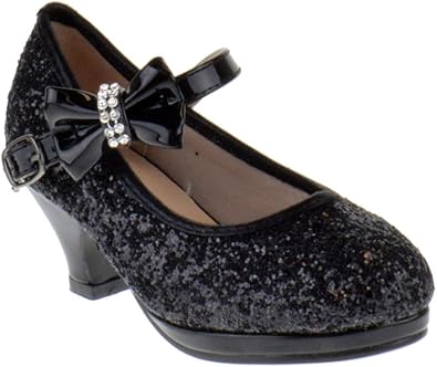 girls black glitter pumps