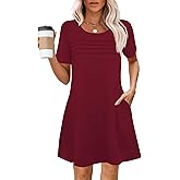 Womens Dresses Casual Short Sleeve Tunic Summer Midi Dress for Women S-XXL