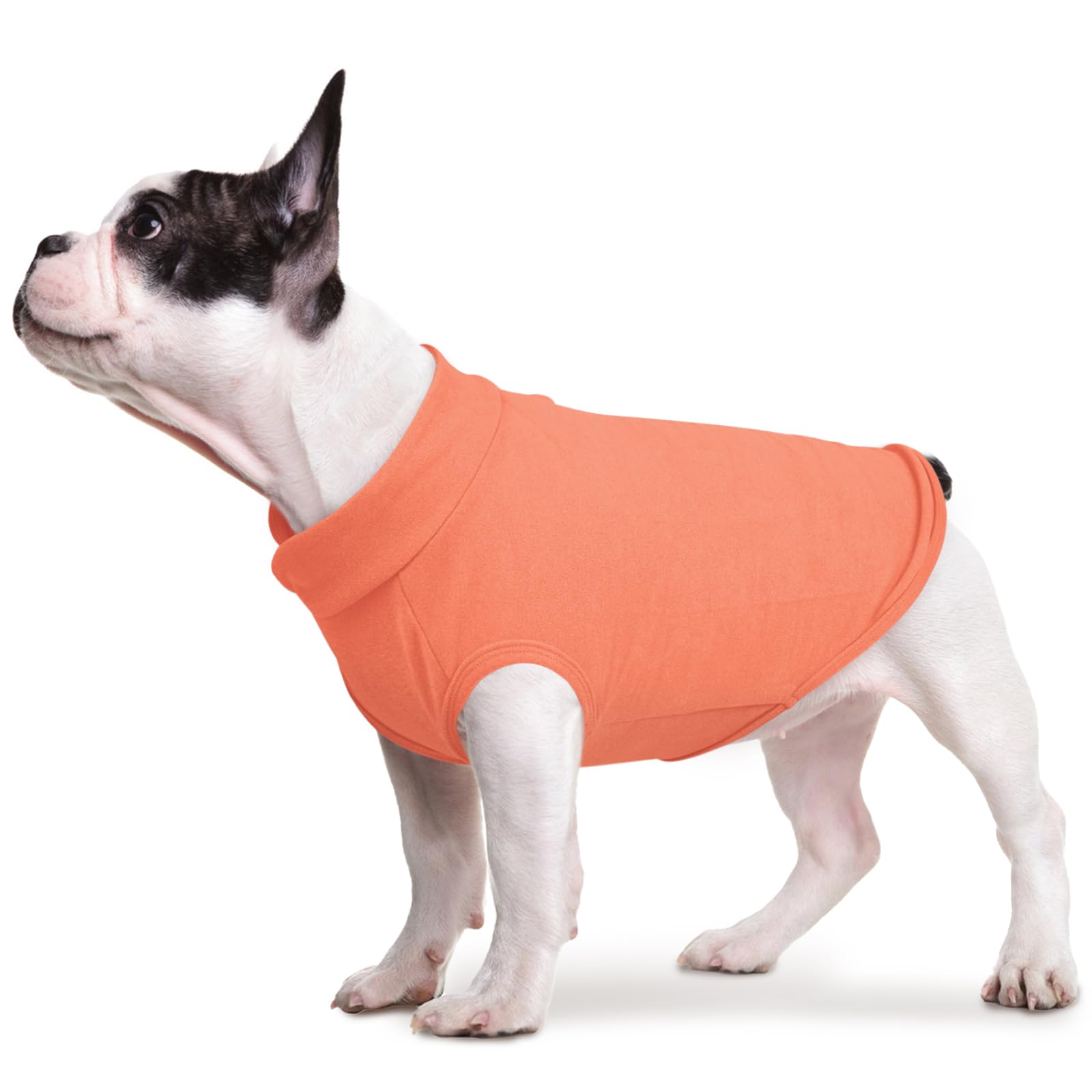 Photo 1 of FUAMEY Dog Fleece Vest for Small Dogs,Warm Stretchy Dog Sweatshirts Pullover with Leash Hole Dogs Sweater Soft Pet Turtleneck Cozy Pet Vest Lightweight Sleeveless Orange S