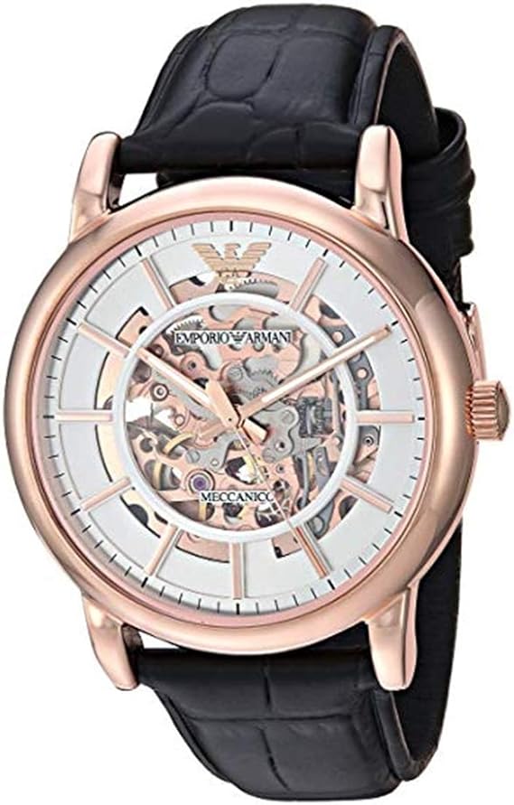 Amazon エンポリオアルマーニ Emporio Armani メンズ Meccanico メカリコ 自動巻き 機械式 スケルトン レトロ ブラック 黒 天然皮革 革ベルト 男性用 時計 Ar 腕時計 並行輸入品 腕時計 腕時計 通販