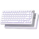 Keyporia L75 Wireless Gaming Keyboard, Creamy Mechanical Keyboard with Knob | Gasket Structure, Hot-Swap Design, RGB Backlight, Crystal Jelly PBT Keycaps, Custom Driver, Win/Mac/PC (White)