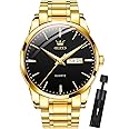 OLEVS Mens Gold Watches Analog Quartz Business Dress Watch Day Date Stainless Steel Classic Luxury Luminous Waterproof Casual Male Wrist Watches