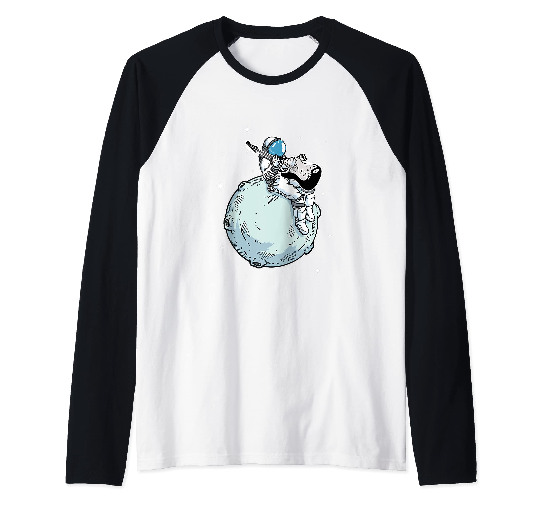 Astronaut Playing Electric Guitar Gift Guitar Lover Raglan Baseball Tee