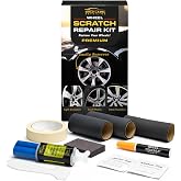 Gold Label Detailing Premium Wheel Scratch Repair Kit | Satin Black Rim Touch-Up Pen 30ml | DIY Kit with Filler, Sanding Tools, Spatula &amp; Tape | Deep Rim Repair for Painted Alloy Wheels