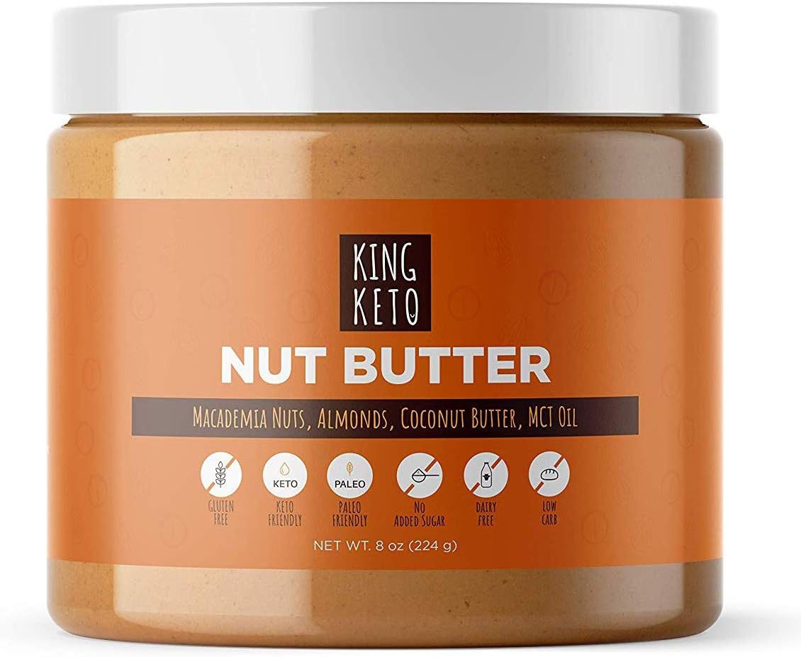 Keto Nut Butter Snack with MCT Oil - King Keto. Delicious Fat Bombs for Weight Management Support with Keto Diet. Contains Macadamia, Almond, Coconut Butter. 1-Year Guarantee.