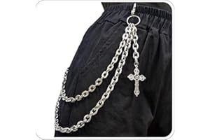 XEYAU Punk Pants Chain Hip Hop Cross Sword Star Rivet Charm Layered Jeans Chains Wallet Chain Vintage Rock Chains for Women Men Halloween Jewelry Clothing Accessories