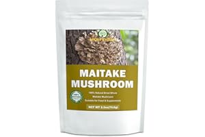 HOLFLYING Dried Raw Maitake Mushrooms - 2.5 oz, All-Natural Whole Maitake for Cooking, Soup, Tea and Vegan Recipes, No Additives, No GMO