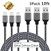 iPhone Charger 10FT Atill Lightning Cable Extra Long Nylon Braided Charging Cord Compatible with iPhone X 8 Plus 8 7 Plus 7 6 6S 6 Plus 5S SE iPod iPad Mini Air Pro-Black