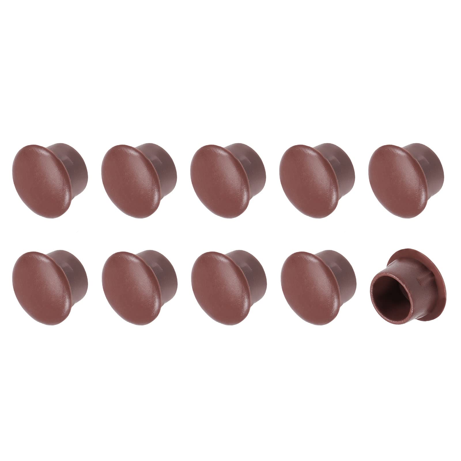 METALLIXITY Screw Hole Plugs (10mm Dia x 12.5mm Cap Dia x 8mm H) 50Pcs, Plastic Shelf Peg Cap Cover Button - for Kitchen Cupboard Furniture, Brown