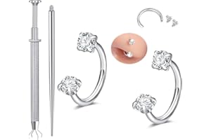 MODRSA Nose Rings 20g Nose Rings Hoops Nose Studs Nose Rings for Women Surgical Steel Nose Hoops 20 Gauge Nose Screw Nose Piercing Jewelry Silver Rose Gold