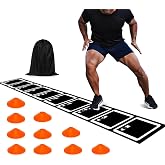 Agility Ladder Set 15ft Rubber Non-Slip Agility Training Ladder with 10Cone | Agility Ladder for Outdoor Agility Training Basketball Fitness Soccer Training Equipment for Adults Youth