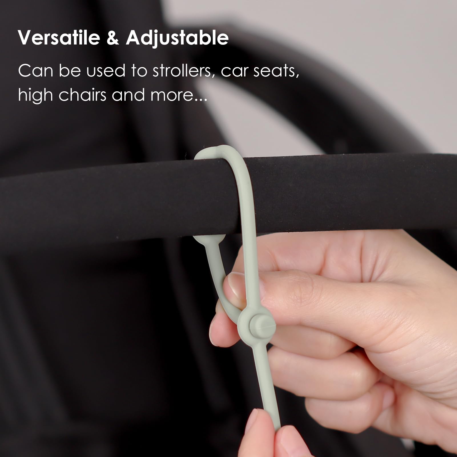Andy Bear Toy Straps for Baby Toy Safety Straps Silicone High Chair Toy Straps Toddler Bottle Straps for Strollers, High Chair, Cribs, Car Seat, Stroller Accessories, Dinosaur Toys Straps 4PK Sage