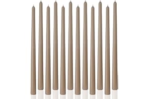 LPUSA Sahara Beige Tall Taper Candles 12 inch Unscented Smokeless Long Tall Tapered Candle for Candlesticks Sticks Wedding Advent Home Decor Dinner Christmas，Set of 12
