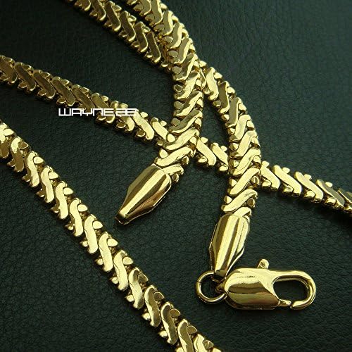 Wayne-Men's Solid 18k Gold Filled Necklace Chain 50cm Length 4.5mm n272