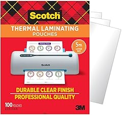 Scotch Thermal Laminating Pouches, 100 Count, Clear, 5 mil, Laminate Business Cards, Small Banners, Essays, Office or School 