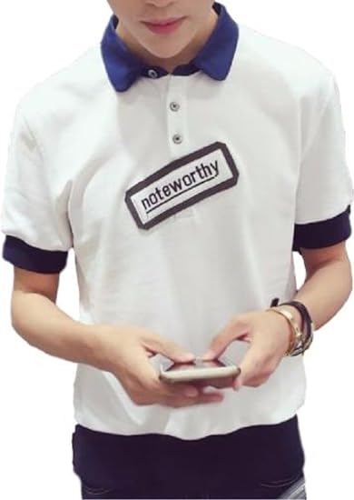 Amazon Four Clover メンズ 半袖ポロシャツ ポロ 英語 バイカラー 半袖シャツ トップス 春 夏 カジュアル オシャレ カッコいい エコバッグ付き ポロシャツ 通販