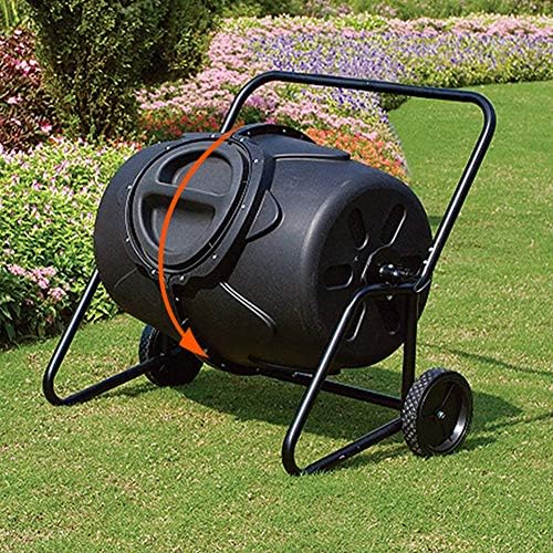 ガーデンコンポストカートビン 大容量115ガロンコンポストタンブラー 頑丈な鉄骨フレームスタンド 360