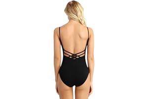 YOOJIA Womens Adult Criss Cross Back Padded Ballet Dance Leotard Camisole Gymnastic Bodysuit